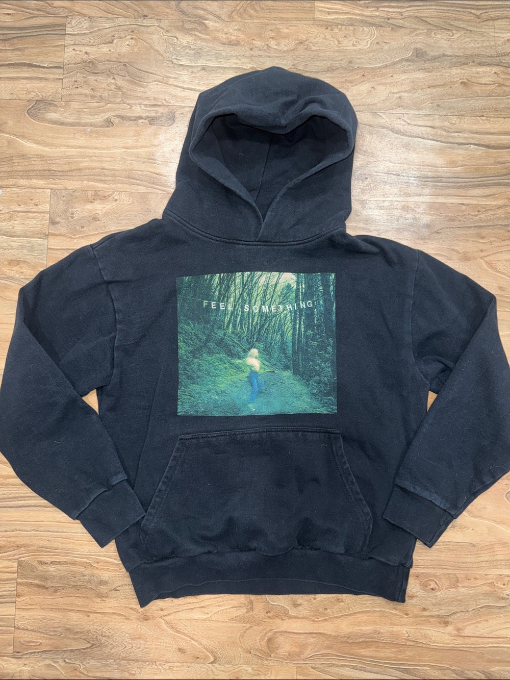 Movements Band Black Graphic Pullover Hoodie with Forest Print
